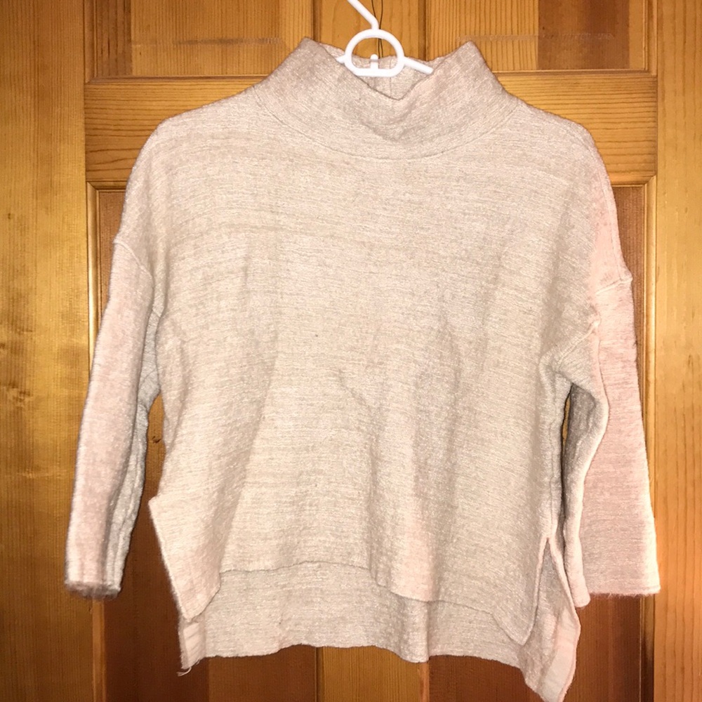 Pookie and Sebastian cream high low mock sweater